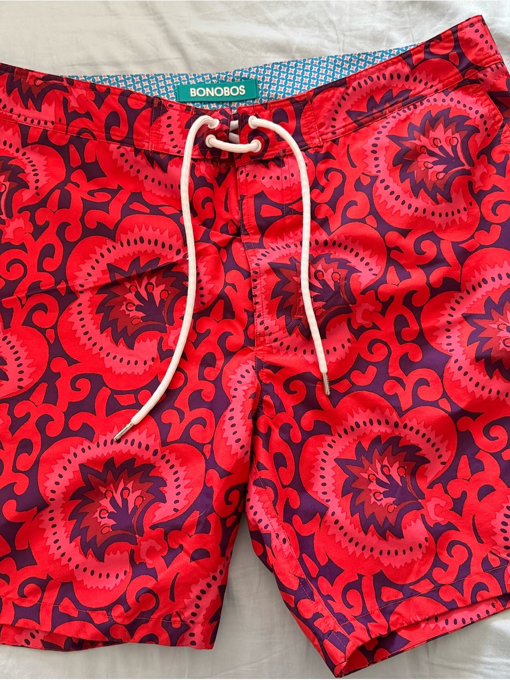 Bonobos Red and Purple Floral Swim Shorts